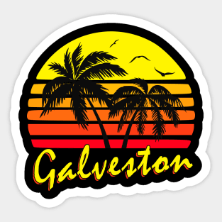 Galveston Retro Sunset Sticker